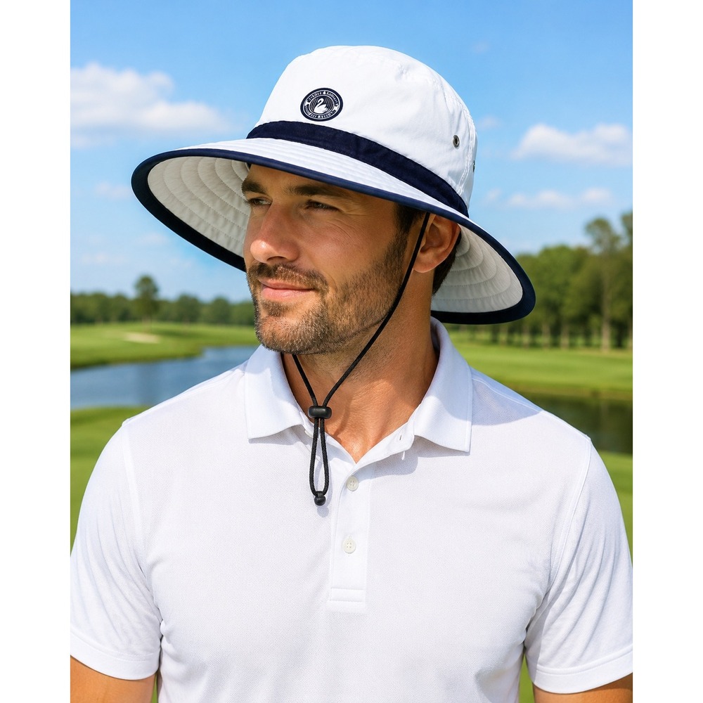 Ahead Performance Indiana National Swan Lake Resort Sun Hat White Navy UPF 20+SM